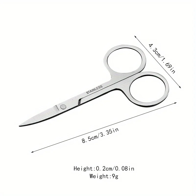 1/2pcs Stainless Steel Eyebrow Scissors, Precision Sharp Facial Hair Trimmers For Women's Eyebrows, Nose & Men's Beard Grooming 2