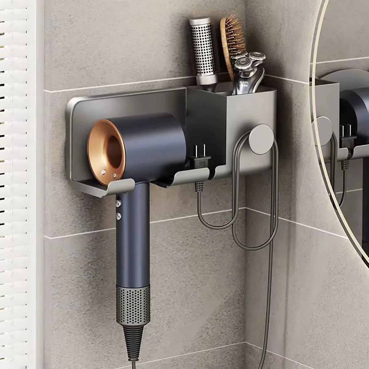 Hair Dryer Holder Wall Dryer Cradle Straightener Stand Hairdryer Organizer Box Toilet Blower Holder Shelf Bathroom Accessories