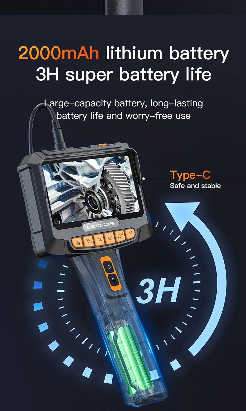 5.0 인치 스크린 내시경 방수 내시경 카메라 G10 Pro 1080P 산업용 검사 자동차 카메라 듀얼 렌즈 내시경