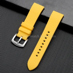 Silicone Waterproof Quick Release Watch Strap - Multiple Sizes Available - 20mm (Yellow - silver)