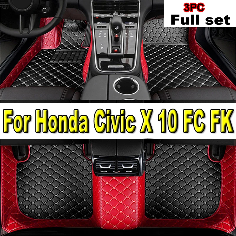 

Car Floor Mats For Honda Civic X 10 FC FK 2016~2021 Rugs Leather Floor Mat Carpets Interior Parts Waterproof Pad Car Accessories