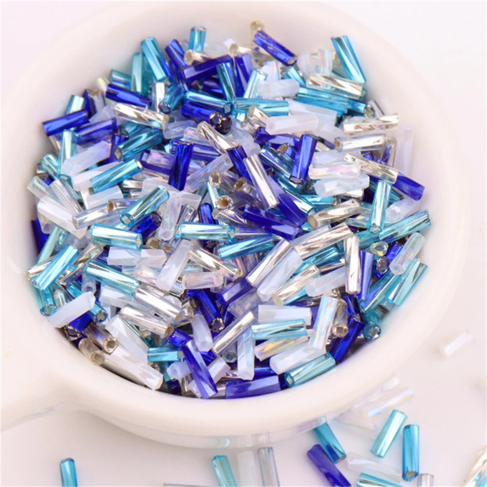 Vibrant Twisted Glass Bugle Beads for Jewelry and Garment Design (300 Pieces)