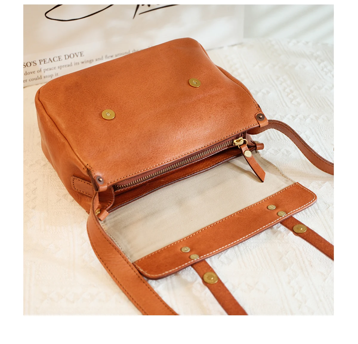 Outdoor-Reisen Luxus echtes Leder Damen Umhängetasche Vintage lässig Designer handgemachte Kuh Leder weibliche Umhängetasche – Detail 22