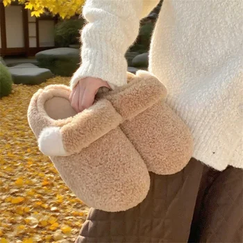 Adorable Cat Paw Home Cotton Slippers Women Winter Japanese Minimalist Warmth Non-Slip Outdoor Wearable Fur Shoes Soft 1