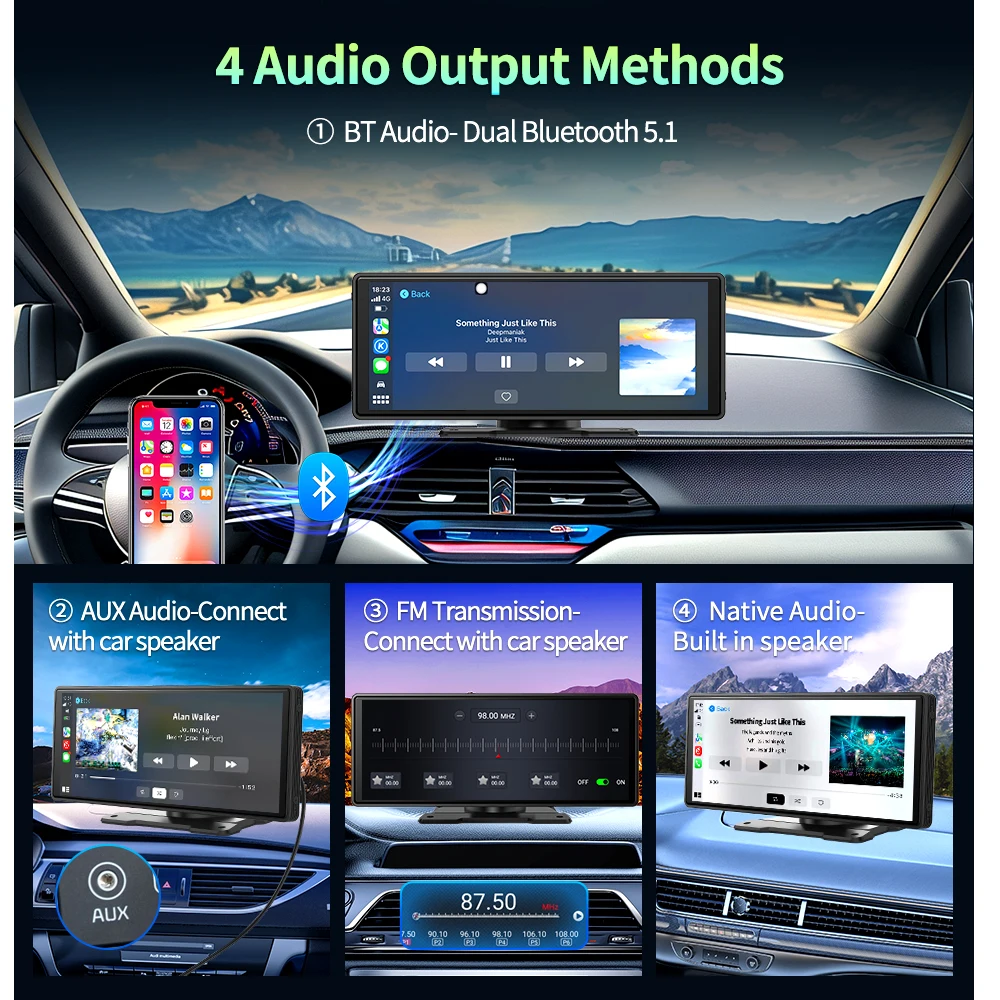 Car Dash Cam Imagebon E64 10.26" Android 13 Dash Cam Wireless CarPlay & Android Auto Car DVR Netflix Google Play GPS Rearview Mirror Camera