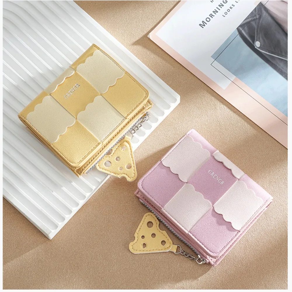 Original Biscuit Woven Short Wallet with Multiple Card Slots Small Exquisite Minimalist Document Bag Zero Wallet Female