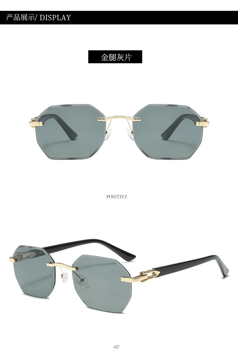 Fashionable Trendy Women Men Square Sunglasses Frameless Rectangular Sunglasses Gradient Sun Glassesfor Daily Life ﻿ – Detail 13