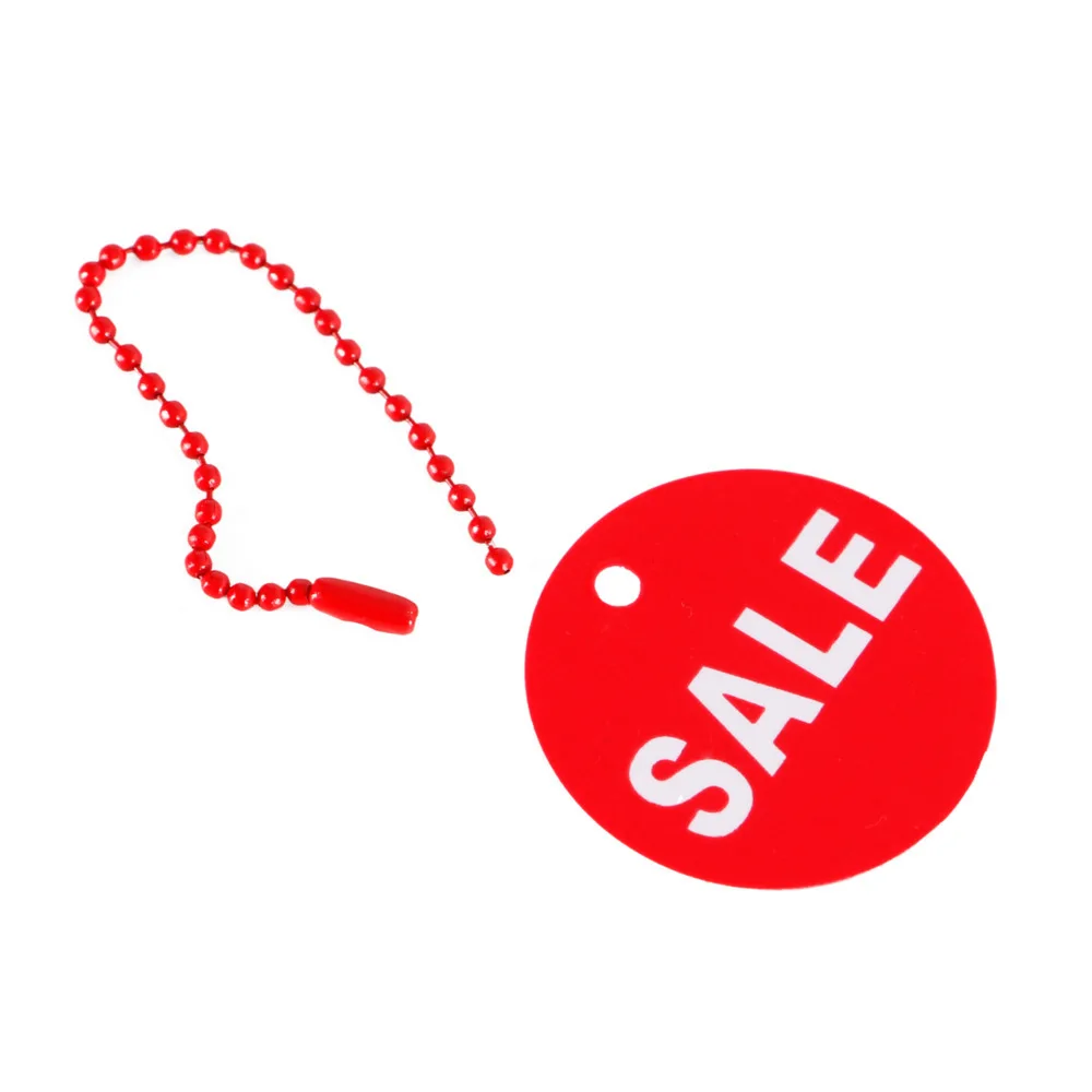 Runde PVC-Verkaufsetiketten, wiederverwendbare Kunststoff-Rabattpreisschilder für Schuhe, Hangtag, Kinderkleid, Kleidung, Tasche, Etikett, Promo-Schild, Karte, Schnur, Ticket – Detail 1