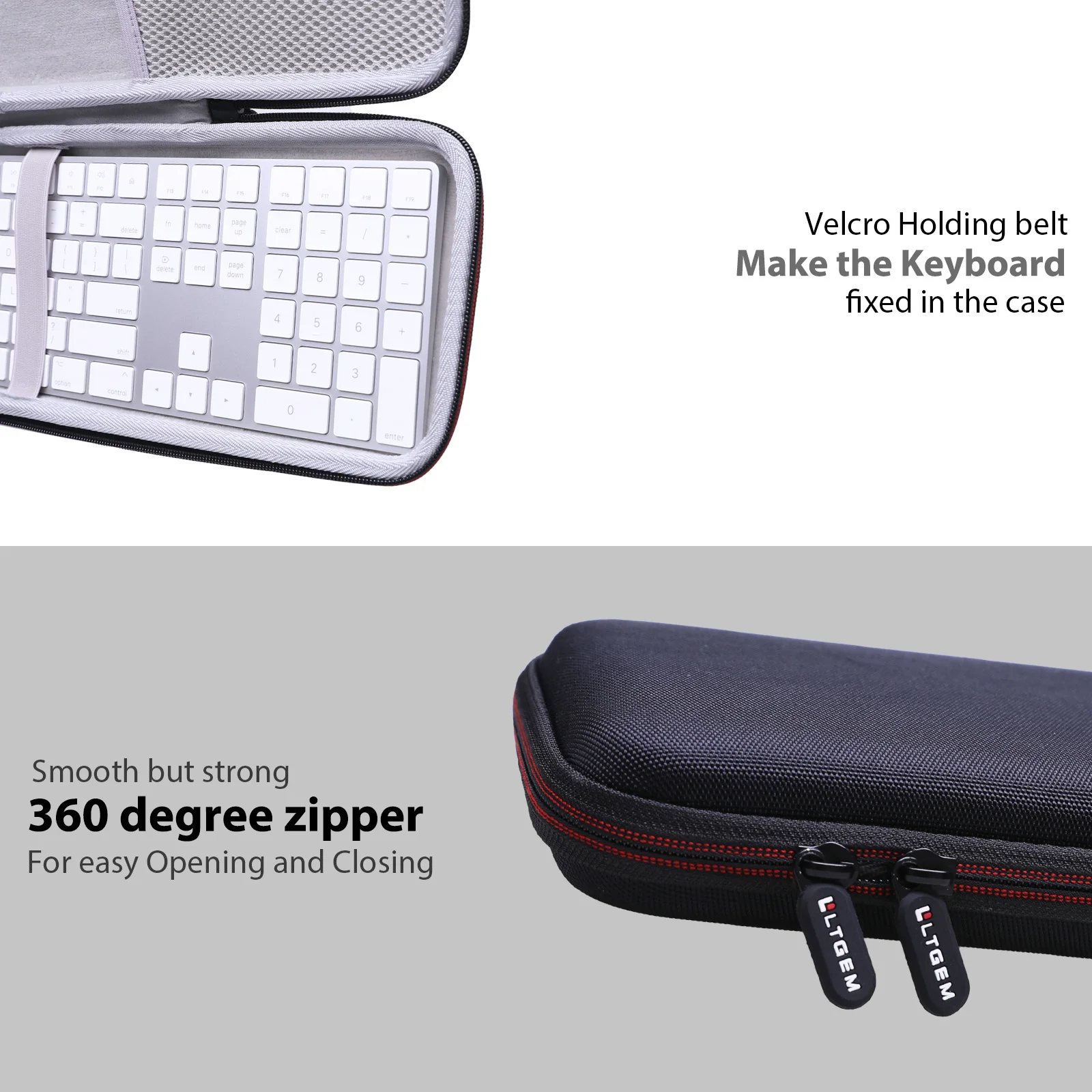 LTGEM EVA Hard Case for Apple Magic Keyboard with Numeric Keypad (Wireless, Rechargable) (US English) - Silver