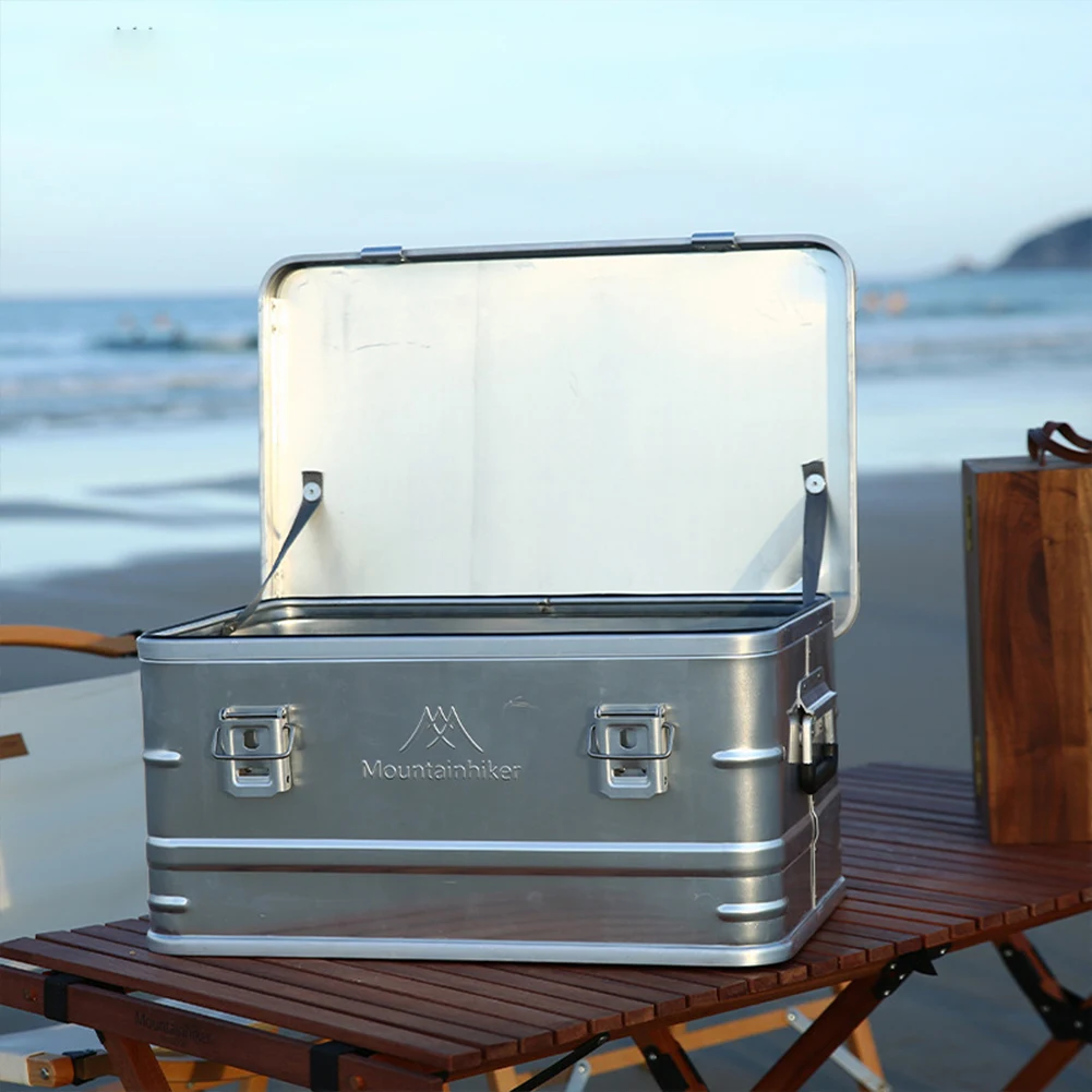 Car Trunk Organizing Box Multifunctional Aluminum Alloy Camping Storage Box Large Capacity Metal Open Camping Hiking 50L
