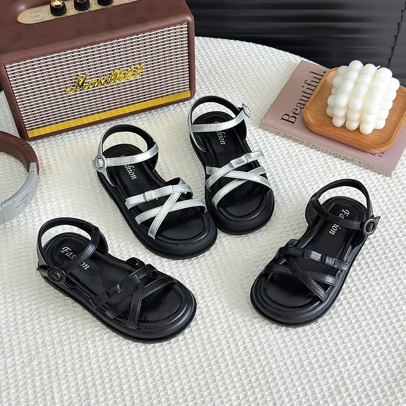 Girls Beach Shoes Bow-knot 2025 Summer Brand New Soft Open Toes Fashion Kids Sandals Princess Sweet Style Anti-slippery Shoes - 3