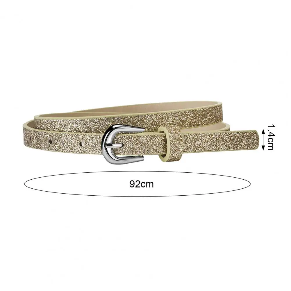 Sequin Belt Multi Holes Design Adjustable Length Waistband Jeans Dress Glittery Faux Leather Belt Clothing Accessory