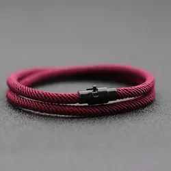 Eco - Chic Double Layer Rope Bracelet: Unisex Handcrafted Friendship Accessory - 20.5cm (Wine)