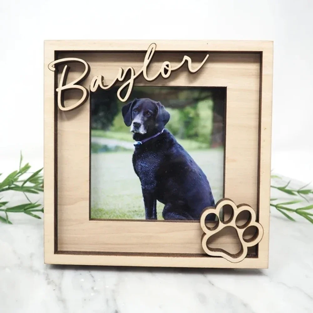 Cornice Girevole In Legno Per Foto Ricordo Animale Domestico - Regalo Commemorativo Per Cane O Gatto Con Portafoto 10x15 E Segnalibro A Cuore