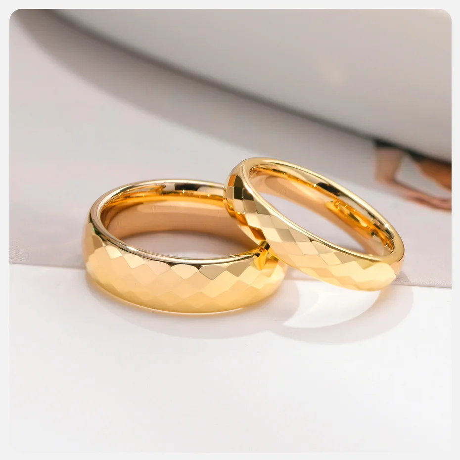 Vnox Wolfram-Eheringe für Paare, facettenreiches Rauten-Fingerband, 4 mm/6 mm, für Männer und Frauen, Versprechen, Verlobungsschmuck – Detail 9