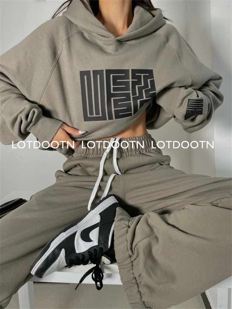 

LOTDOOTN Winter Two Piece Sets Women Tracksuit Oversized Suit Trouser Suits Female Sweatshirt Thickened Warm Hoodies Sportswear