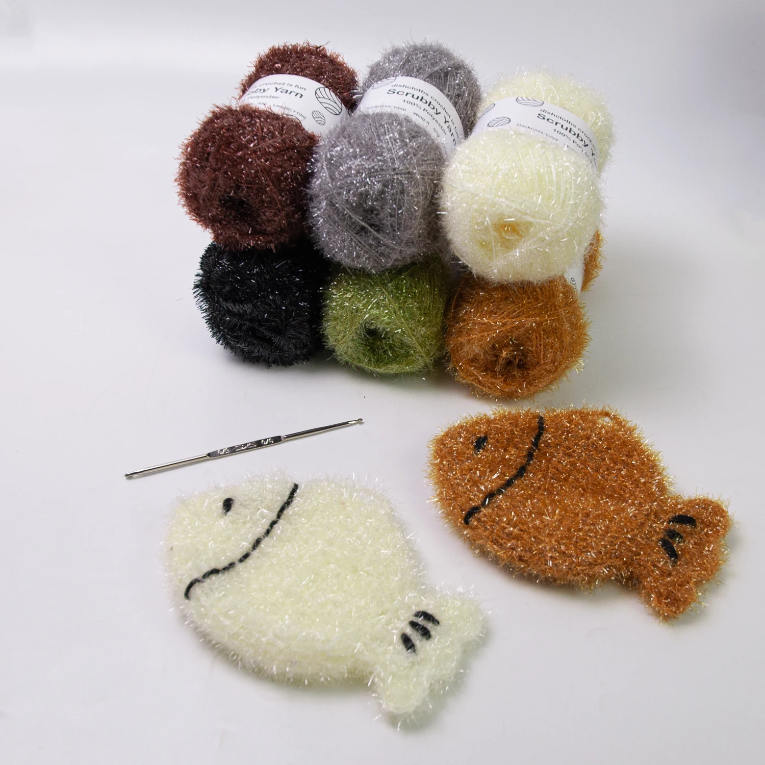 Scrubby-Garn Für Geschirrtücher - 6 Rollen Polyester Häkelgarn Mit Häkelnadel