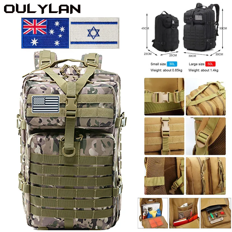 

OULYLAN 50L/30L Military Rucksack Men Waterproof Tactical Backpack Outdoor Softback Fishing Rucksack Hiking Camping Hunting Bags