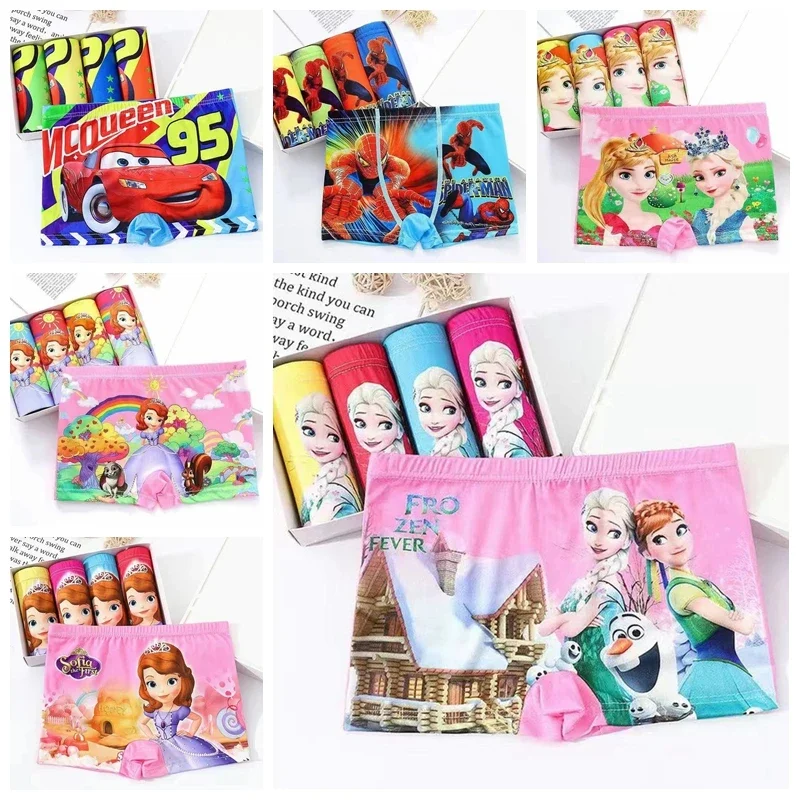 4Pcs/Lot Children Underpant Baby Boy Cartoon Frozen Elsa Spiderman Sofia McQueen Cars Kid Underwear for Girl girls underwear boys boxers boys underwear children underwear
