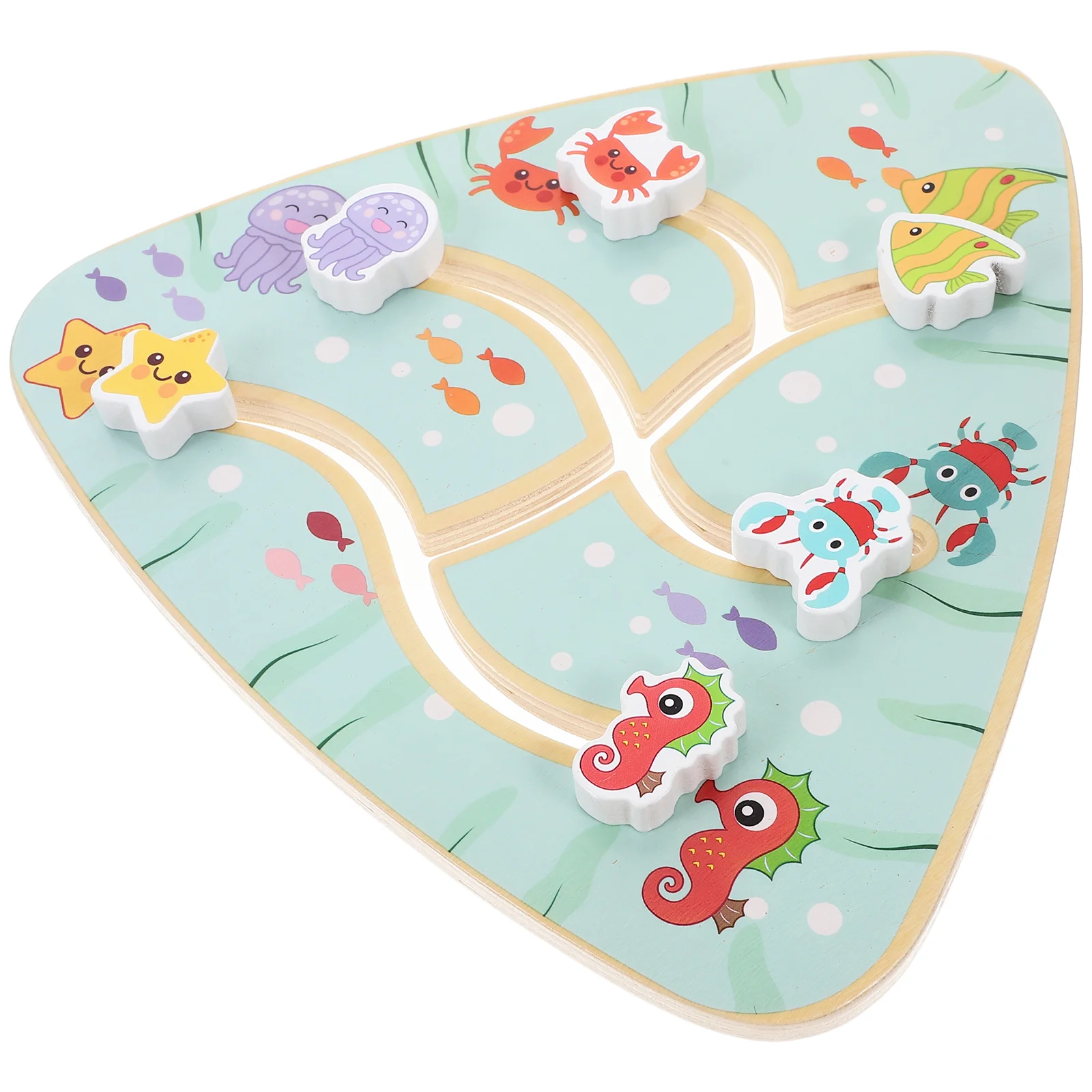 

Games Kids Ocean Animal Maze Board Funny Wood Movable Wooden Interactive Children