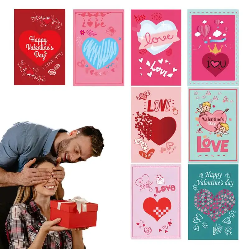 

8PCS Valentine's Day Cards Set For Couples Wife Husband Valentines Day Gift Hearts Greeting Cards Happy Valentines Gift Card