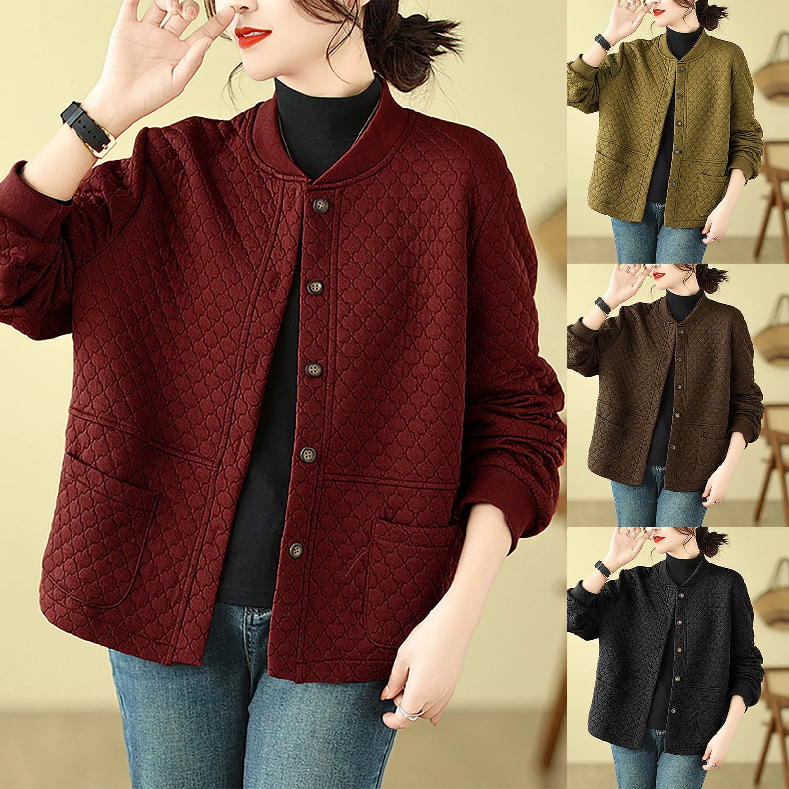 

Женский кардиган с длинными рукавами и карманами