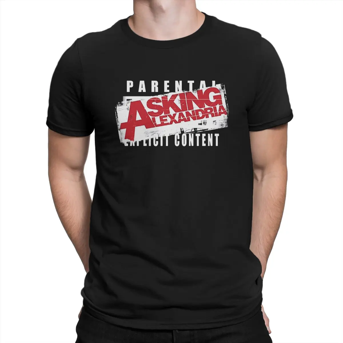 

Asking Alexandria Newest TShirt for Men British Metal Core Orchestra Round Collar Basic T Shirt Distinctive Gift Clothes
