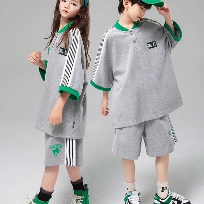 

Girls Set 2023 Summer Child Short Sleeve T-shirt +Loose Short Pants 2pcs Sets Kids Casual Outfits Teenger Girl Clothing 5 to 14