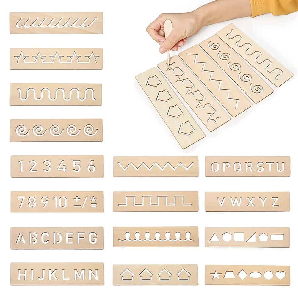 

16Pcs Tracing Wooden Board Writing Practice Board Recognition Toy Teaching Aids