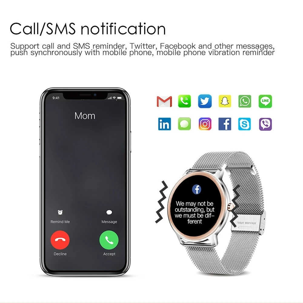 2024 New Smart watch Ladies Full Touch Screen Sports Fitness watch IP67 waterproof Bluetooth For Android iOS Ladies Smart watch