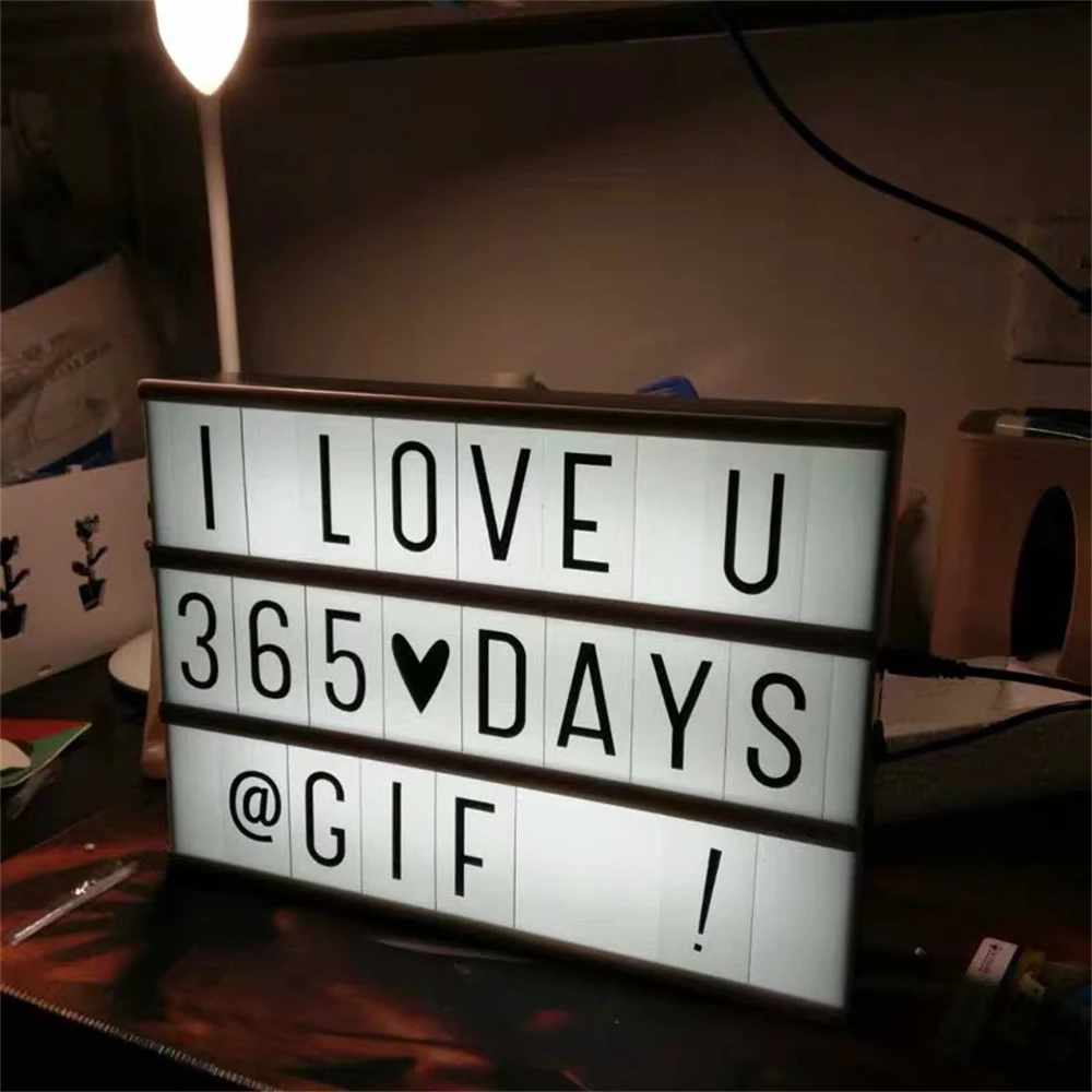 LED Night Light Box Lamp House / Heart Shaped 5V Letters Number Cards  Combination Decoration Lamp Message Board Cinema Lightbox - AliExpress