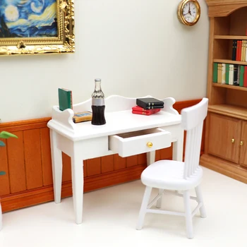 1:12 Dollhouse Miniature Desk Table Office Desk Furniture Model Home Decor Toy Doll House Accessories 1