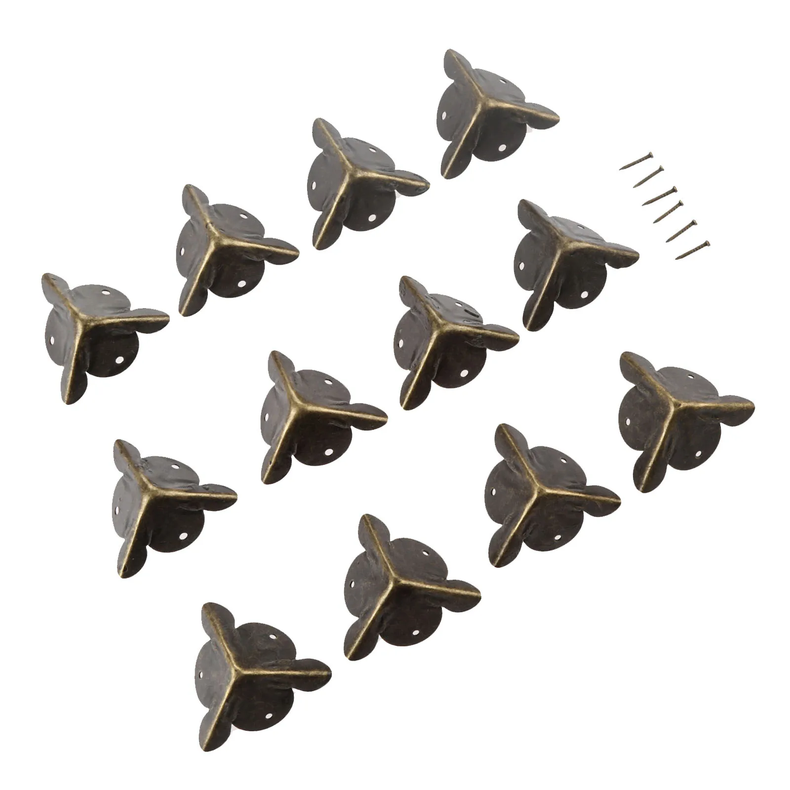 20Pcs 25mm Luggage Case Box Corners Brackets +Nails For Furniture Decorative Triangle Rattan Carved Decorative Corner Protector