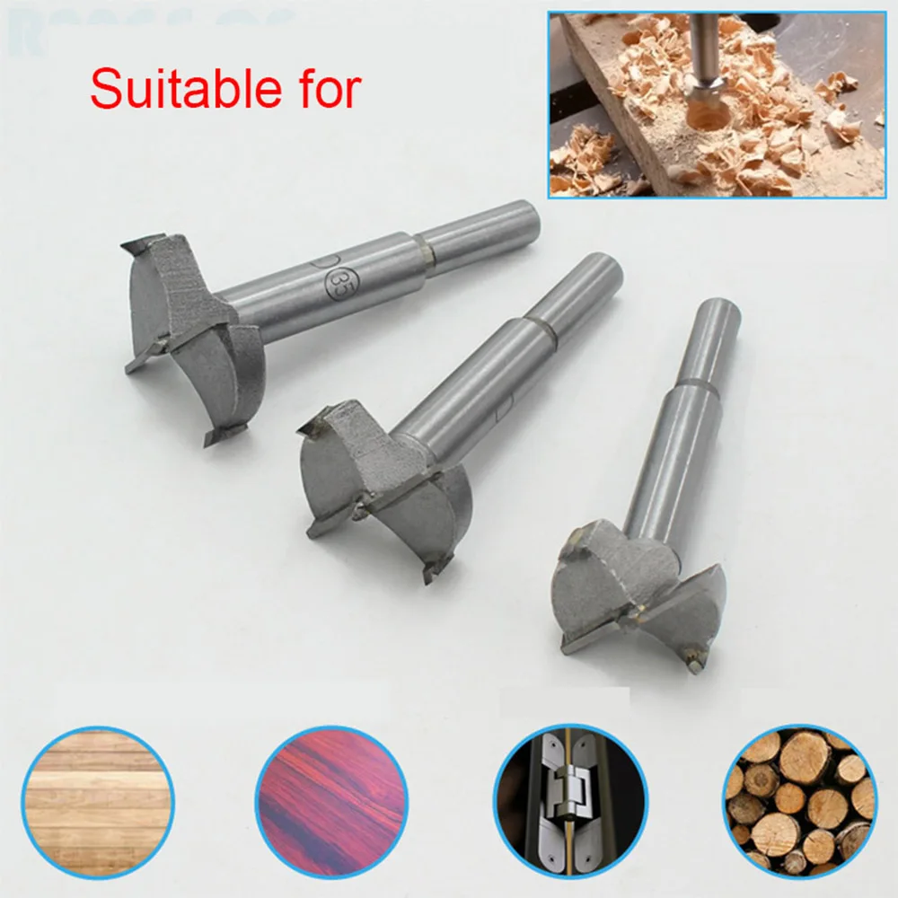 15mm-100mm Forstner Carbon Steel Boring Drill Bits Woodworking Self  Centering Hole Saw Tungsten Carbide Wood Cutter Tools Set