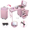 Portable and foldable nail polish storage studio tech table technician nail desks with drawers manicure table for salon shops 1