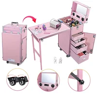Portable and foldable nail polish storage studio tech table technician nail desks with drawers manicure table for salon shops 1