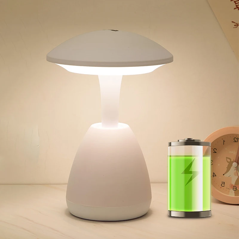 LED 버섯 소형 테이블 램프, 휴대용 USB 충전, 조도 조절 꽃 봉오리 램프, 침실 침대 옆 램프