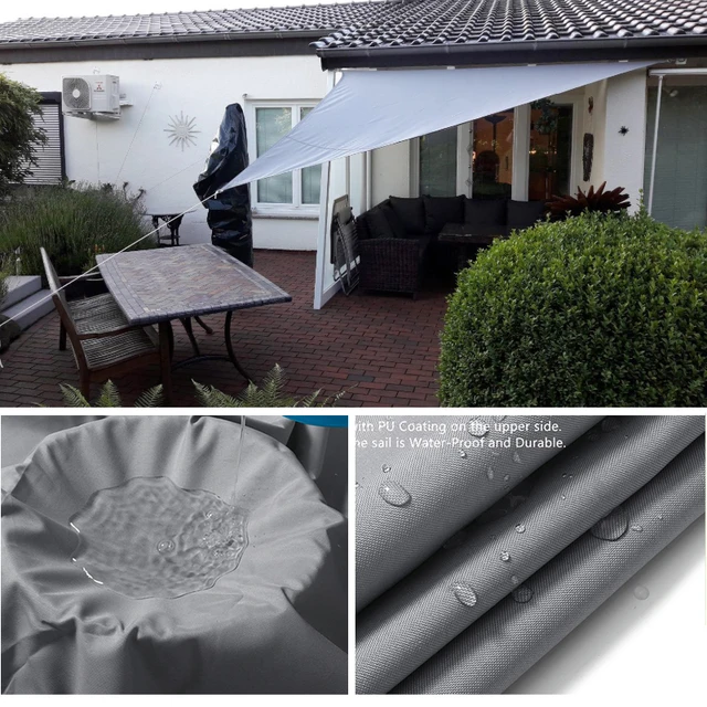 Háromszög 2X2X2M Medence Burkolat Szürke Bézs Árnyékos Vitorla Vízálló Árnyalatok Napellenző Autó Kerti Hinta A Nyári Ház Erkélyre - Image 4