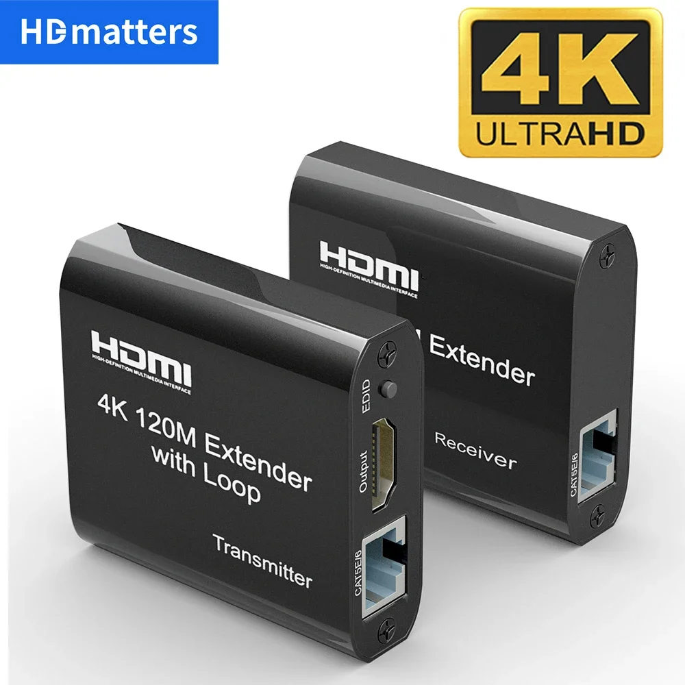 HDMI Extender Over Cat5e/6 HDMI to RJ45 Extender Ethernet Network Converter  Cable Repeater 1080P up to 60m HDMI Transmitter and Receiver for HDTV STB