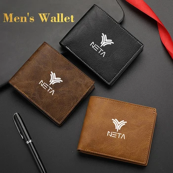 남성용 자동차 로고 가죽 단지갑, 카드홀더 패션 비즈니스 동전 지갑, NETA V Nezha U S GT 2022 2023 2024 Nezha NO1 NETA
