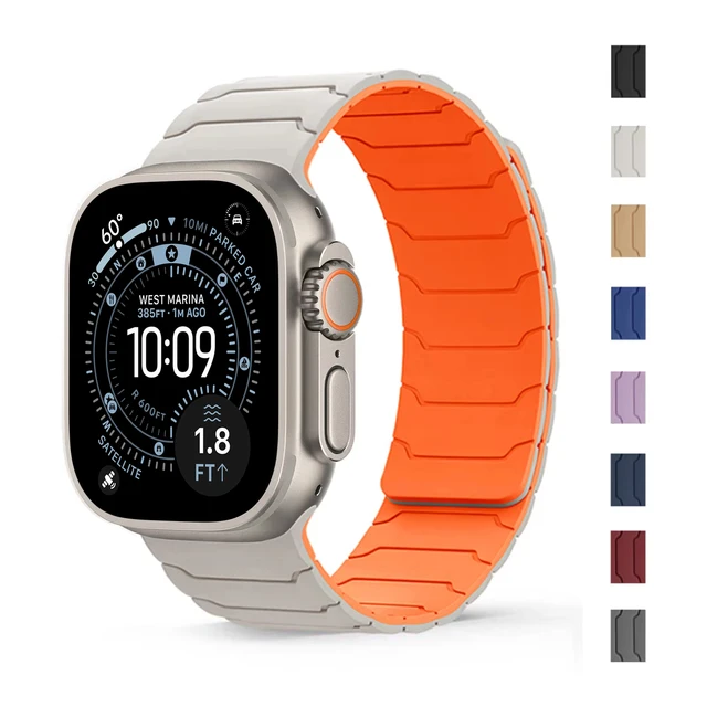 Bracelet magnétique pour Bracelet de montre Apple ultra 2 3 49mm 44mm 40mm 41mm 46mm 42mm 45mm 38 Bracelet en Silicone série IWatch 11 9 8 SE 10 1