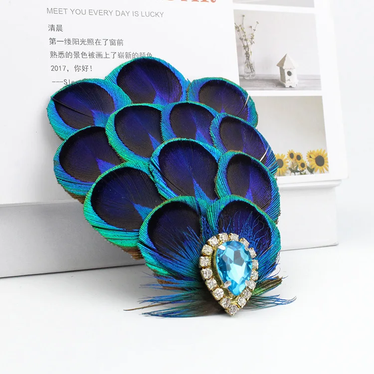 1920s Peacock Feather Fascinator Headband Clothing Hairpin Head Trim Side Clip Performance Party Event Accessories Bride