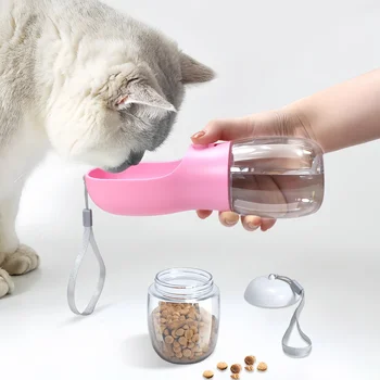 2 In1 Dog Cat Water Bottle with Storage Food and Water Container for Puppy Pets dogs Feeder Bowl Outdoor Travel Pet supplies