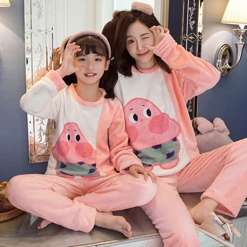 أطقم بيجامات Sanrio Hello Kitty للنساء ، ملابس نوم للأطفال ، فلانيل ، طقم لطيف ، ملابس منزلية ، كرتون ، كورومي ، ميلودي ، الخريف ، الشتاء