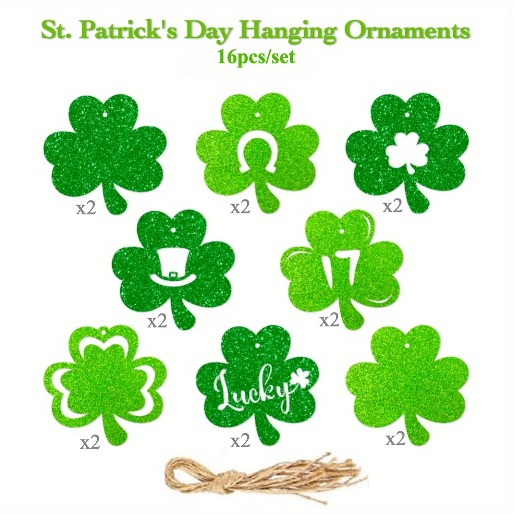 Green Shamrock Image Hanging Ornaments/Pendants for Home Kitchen Room Office Events Party Plants Outdoor Decor