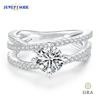 JEWEPISODE Sparkling 1CT D Color Moissanite Rings for Women S925 Sterling Silver Promise Engagement Wedding Band Fine Jewelry 2