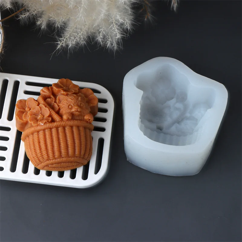 3D Flower Cat Bamboo Basket Silicone Soap Mold DIY Creative Bow Gift box Flower Bird Irregular Skull Flat Plaster Candle Mould