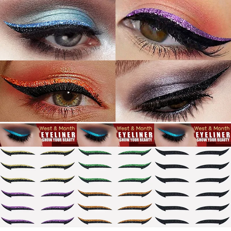 12Pcs Self Adhesive Eyeliner Stickers Eye Makeup Template Waterproof