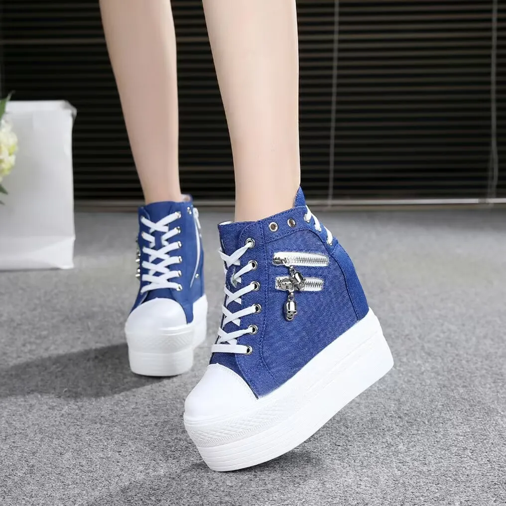 Platform Women's Sneakers 2024 Spring Lace-Up Thick Bottom Vulcanize Shoes Woman Pu Leather Breathable Sports Shoes zapatillas