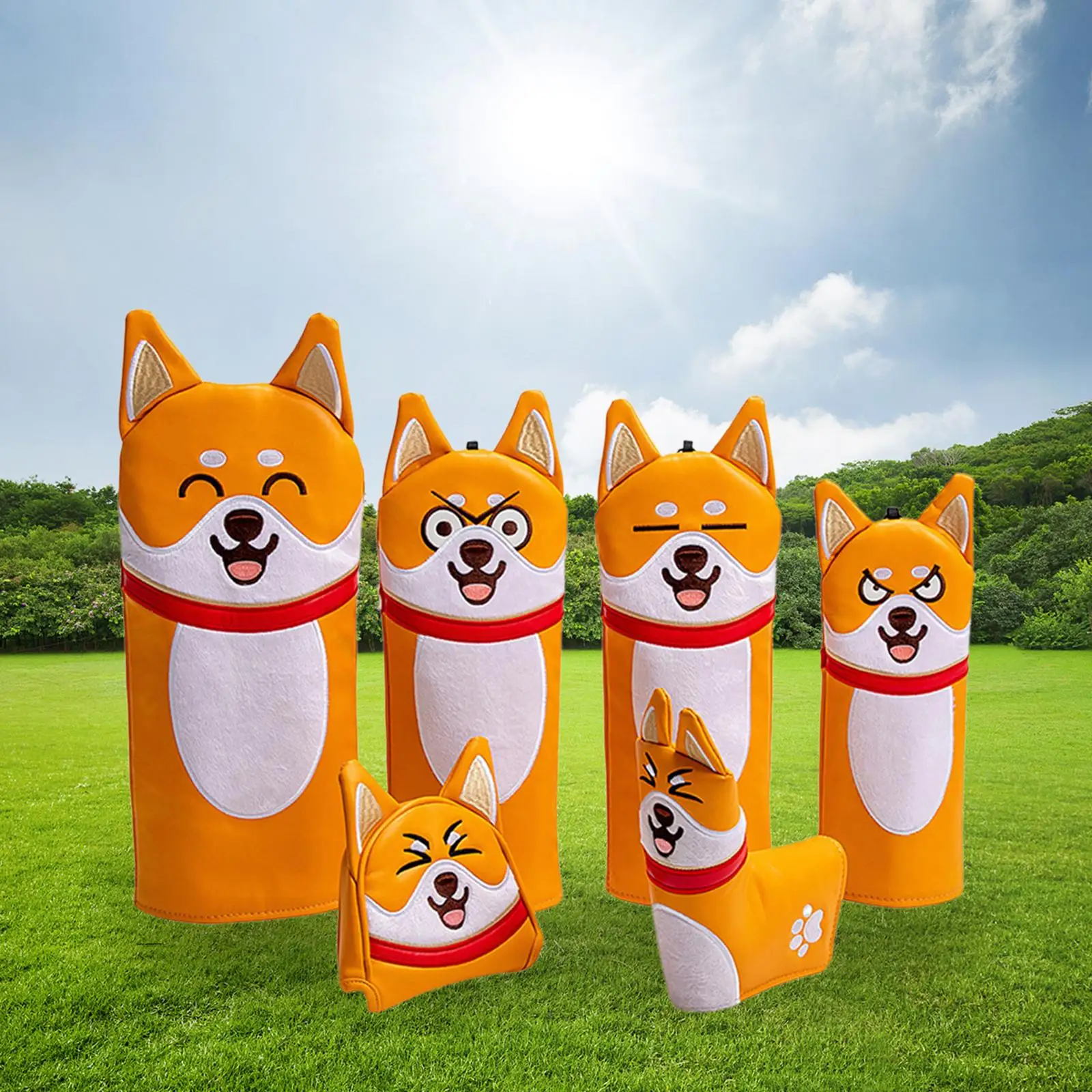 

6x Golf Head Covers for Golf Clubs Fashion Golf Putter Head Cover for Unisex